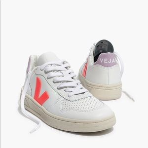 Madewell x Veja V-10 Leather Sneakers Lilac Orange